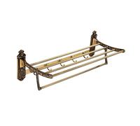 RFGTHY Portasciugamani Supporto da Bagno Mobile Pieghevole Portaoggetti in Alluminio Oro Antico Doppia Barra Scaffale in Tessuto Attivo con Gancio Accessorio da Bagno Facile da Installare