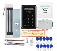 RFID 125kHz Card Reader with Touch Keypad Access Control System, Dual Verification Door Lock Control, 180kg Electromagnetic Lock for Office Home Security, Includes Power Supply and