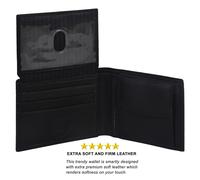 Rfid Blocco da Uomo Vera Pelle Nero Pattina Carta di Credito Id Supporto Slim