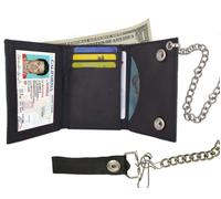 Rfid Blocco Nero da Uomo Pelle Biker Catena Portafogli a 3 Stile Camionista