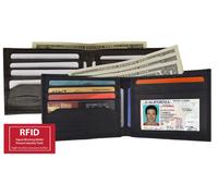 Rfid Segnale Blocco Uomo Vera Pelle Slim Portafogli Portadocumenti Nero