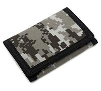 RFID Trifold Canvas Outdoor Sports Wallet per bambini - Portafoglio con tasca frontale con adesivo magico, Beige Digitale, Small, Novità