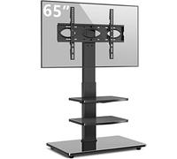 RFIVER Supporto TV da Pavimento 32-70 pollici Mobili TV LCD LED Plasma Porta TV con Staffa Girevole in Vetro Temperato Nero Max VESA 400x400mm