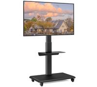 RFIVER Supporto TV da Pavimento con Ruote per Schermo 26-70 pollici LED LCD Plasma Porta TV Mobile Carrello Girevole/Regolabile in Altezza/con 2 Ripiani
