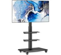 RFIVER Supporto TV da Pavimento con Ruote per Schermo 27-65 pollici LED LCD Plasma Porta TV Mobile Carrello Girevole/Regolabile in Altezza/con 3 Ripiani
