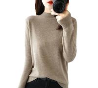 Rfmfkkg Maglione di Lana Donna Pullover Collo Mezzo Alto Top Casual Lavorato A Maglia Maglione di Cashmere khaki9 M