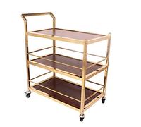 RFSHGIOP Carrello da cucina Carrello della spesa Rolling Telaio in Metallo Maniglia in Legno Guide di Guardia Con Freni Utility Cart Organizer