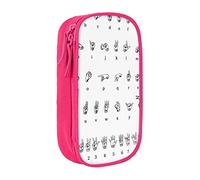 RFSHOP Astuccio per matite con linguaggio dei segni dell'alfabeto, grande capacità, grande astuccio per penne resistente, 3 scomparti, Foto, Taglia unica, Grembiule