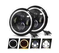 RFSHOP Faro Dell'auto Per Land Per Rover Per Range Per Rover County Classic Utility 4 Porte 1983-1997 2 Pezzi Moto Car 7 Pollici Faro Principale DRL H4 Halo Angel Eyes Faro Fanali