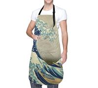 RFSHOP Grembiule per uomo e donna, grembiuli con tasche, giapponese Hokusai La grande onda di Kanagawa grembiuli per adulti impermeabile pittore Ki, Foto, Taglia unica