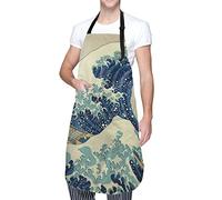 RFSHOP Grembiule per uomo e donna, grembiuli con tasche, giapponese Hokusai La grande onda di Kanagawa grembiuli per adulti impermeabile pittore Ki, Foto, Taglia unica