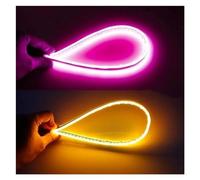 RFSHOP Laterale Dinamico Impermeabile 2 Pezzi Flessibile Universale Per Auto LED DRL Luce Marcia Diurna Flusso Corre Faro LED Striscia Freno Indicatore Direzione Luci Laterali(Pink turn Yellow,45cm)