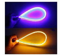 RFSHOP Laterale Dinamico Impermeabile 2 Pezzi Flessibile Universale Per Auto LED DRL Luce Marcia Diurna Flusso Corre Faro LED Striscia Freno Indicatore Direzione Luci Laterali(Blue turn Yellow,30cn)