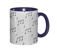 RFSHOP Tazza da caffè con carillon a tema note musicali melodia sonata chiave di canzone melodia disegno a mano stile modello stampa 325 ml tazza da tè in ceramica con manico per casa ufficio Natale