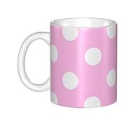 RFSHOP Tazza da caffè in ceramica a pois rosa con manico, per caffè, tè e cioccolata calda, graziose tazze per casa e ufficio, 330 ml