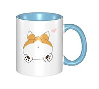 RFSHOP Tazza da parete interna colorata, con simpatico cane Corgi, tazze larghe per tè, caffè e cioccolata calda, 330 ml