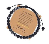 RFTWXHPN Bracciale da uomo con codice morse "To My Husband I Love You" con codice morse per marito della moglie, regalo di Natale, compleanno per marito, braccialetto in agata nera
