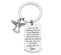 RFTWXHPN Portachiavi con scritta "May Your Guardian Angel Ride with You", portachiavi per figlio, papà, camionista, autobus, autista, guida, portachiavi sicuro per marito e figlia, Portachiavi., Small