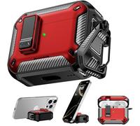 RFUNGUANGO Compatibile con AirPods Pro 3a Generazione Custodia Protettiva con Supporto per Telefono per AirPods Pro 3 Custodia Protettiva-Rosso