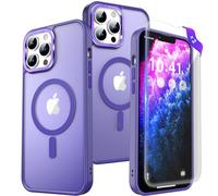 RFUNGUANGO Custodia per iPhone 13 Pro Max Compatibile con Magsafe, con 2x Proteggi Schermo in Vetro Temperato, 360° Full Body Antiurto Pesante Anticaduta,Viola scuro
