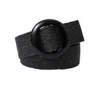 Rfxcom Cintura con Fibbia Regolabile Fascia Elastica da Donna Intrecciata Cintura Larga Color Paglia Vintage, Nero, Taglia unica