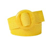 Rfxcom Cintura con Fibbia Regolabile Fascia Elastica da Donna Intrecciata Cintura Larga Color Paglia Vintage, Giallo, Taglia unica
