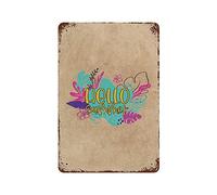 rfy9u7 Targa in metallo vintage da 30,5 cm x 20,3 cm con scritta "Hello Summer Iron Painting", decorazione da parete per casa, bar, club, caffetteria, libreria, garage