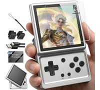 RG Rotate Retro Handheld Game Console, 3.5" Schermo girevole Android Portable Player, Unisoc T618 Chip 3GB+32GB, Batteria 2000mAh, Corpo in lega di alluminio (RG Rotate-Aurora Silver-NUOVO)