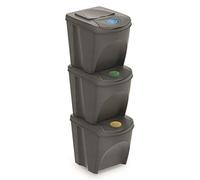 rg-vertrieb - Pattumiera per raccolta differenziata, 60 l, 3 x 20 l, 3 colori, bianco