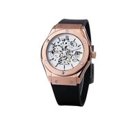 (RG WHITE)WINNER Orologio meccanico automatico da uomo con cinturino in gomma e quadrante scheletrato,