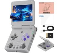 RG34XXSP Console Di Gioco Portatile Retrò 3300 MAh Battey, Schermo Da 3,4 Pollici Portable Pocket Arcade Supporto 30+ Simulatori 5G Wi-Fi Bluetooth HD Retro Gaming Console-White||64G+128G