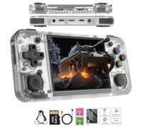 RG35XX H - Console da gioco retrò con batteria da 3300 mAh, 5500+ giochi, scheda TF da 64 G, sistema Linux, schermo IPS da 8,9 cm, Cortex-A53, mulatore portatile manuale (trasparente)
