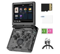 RG35XXSP - Console di gioco portatile retrò, schermo IPS da 3,5", scheda TF da 64 GB con oltre 5500 giochi, batteria da 3300 mAh, supporto WiFi Bluetooth HD (nero trasparente)