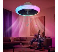 RGB Alexa Ventilatore Da Soffitto Con Luce E Telecomando, Camera Da Letto Plafoniera Con Cassa Bluetooth, Wifi Moderno 50CM*20CM