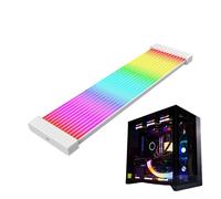 RGB Extension Cable - Sleeved PC Wire, ARGB Strip for Neon Lighting, 24p 3x8 Pin Atx Cord with Diffused Glow, Motherboard Accessories, LED Connector for Tech Setup and Custom Build