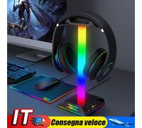 RGB Headphone Stand Dual USB Port Touch Control Desk Gaming Headset Holder IT