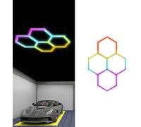 RGB Hexagon Garage, Lampada Da Soffitto Auto Magazzino Officina LED Illuminazione A Nido D'ape Esports Gaming, Lampade Che Cambiano Colore Palestre, Bar, Sale Giochi, Seminterrati Rgb 4 Circle