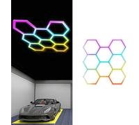 RGB Hexagon Garage, Lampada Da Soffitto Auto Magazzino Officina LED Illuminazione A Nido D'ape Esports Gaming, Lampade Che Cambiano Colore Palestre, Bar, Sale Giochi, Seminterrati Rgb 8 Circle