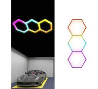 RGB Hexagon Garage, Lampada Da Soffitto Auto Magazzino Officina LED Illuminazione A Nido D'ape Esports Gaming, Lampade Che Cambiano Colore Palestre, Bar, Sale Giochi, Seminterrati Rgb 3 Circle