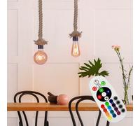RGB LED Appesa Lampada Dimmerabile Corda Canapa Retrò Pendolo da Soffitto Remoto [EEK: F]
