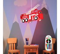 RGB LED Bambini Coprire Appesa Lampada Pompieri Auto Telecomando Dimmerabile