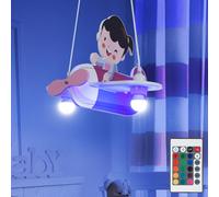 RGB LED Bambini Coprire Lampada Areoplano Telecomando a Sospensione Dimmer Pink [EEK: F]