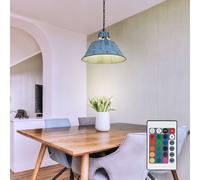 RGB LED Coprire Lampada a Sospensione Dimmerabile Telecomando Retrò Antico Blu [EEK: F]