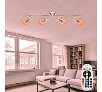 RGB LED Coprire Lampada Legno Faretto Orientabile Regolatore Terra Telecomando [EEK: F]