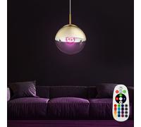 RGB LED Coprire Lampada Sospensione Oro Soggiorno Telecomando Vetro Dimmerabile [EEK: F]