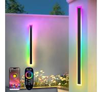 RGB LED Illuminazione da Parete Esterno, 80cm 2Pezzi RGB/Caldo/Bianco Metallo Dimmerabile Lunga Luci Esterne Parete, Ip65 Impermeabile con Telecomando e APP per Esterni/Interni, Giardini, Villa-80cm