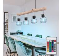 RGB LED Legno Lampada a Sospensione Fascio Pendolo Dimmer Gabbia Coprire Remoto [EEK: F]
