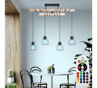 RGB LED Retrò Pendolo Soffitto Luce Travi Legno Cucine Lampada Regolatore Remoto [EEK: F]