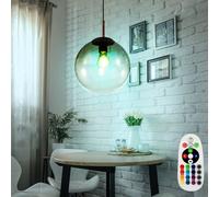RGB LED Soffitto Luce Braun Telecomando Pendolo Vetro Sfera Appesa Lampada [EEK: F]