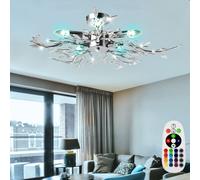 RGB LED Soffitto Luce Soggiorno Telecomando Cromo Foglie Lampada Dimmerabile [EEK: Non valutato]